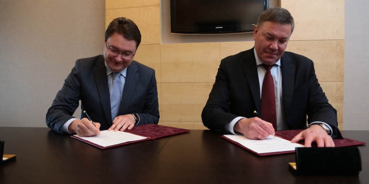 Губернатор Вологодской обл Олег Кувшинников и гендиректор Восток-Сервис Сергей Ширяев