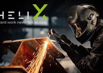 Сверхкомпактный щиток сварщика в комбинации с защитной каской.